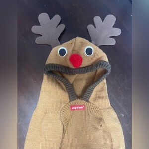 Brown Reindeer Dog Sweater with Antlers L